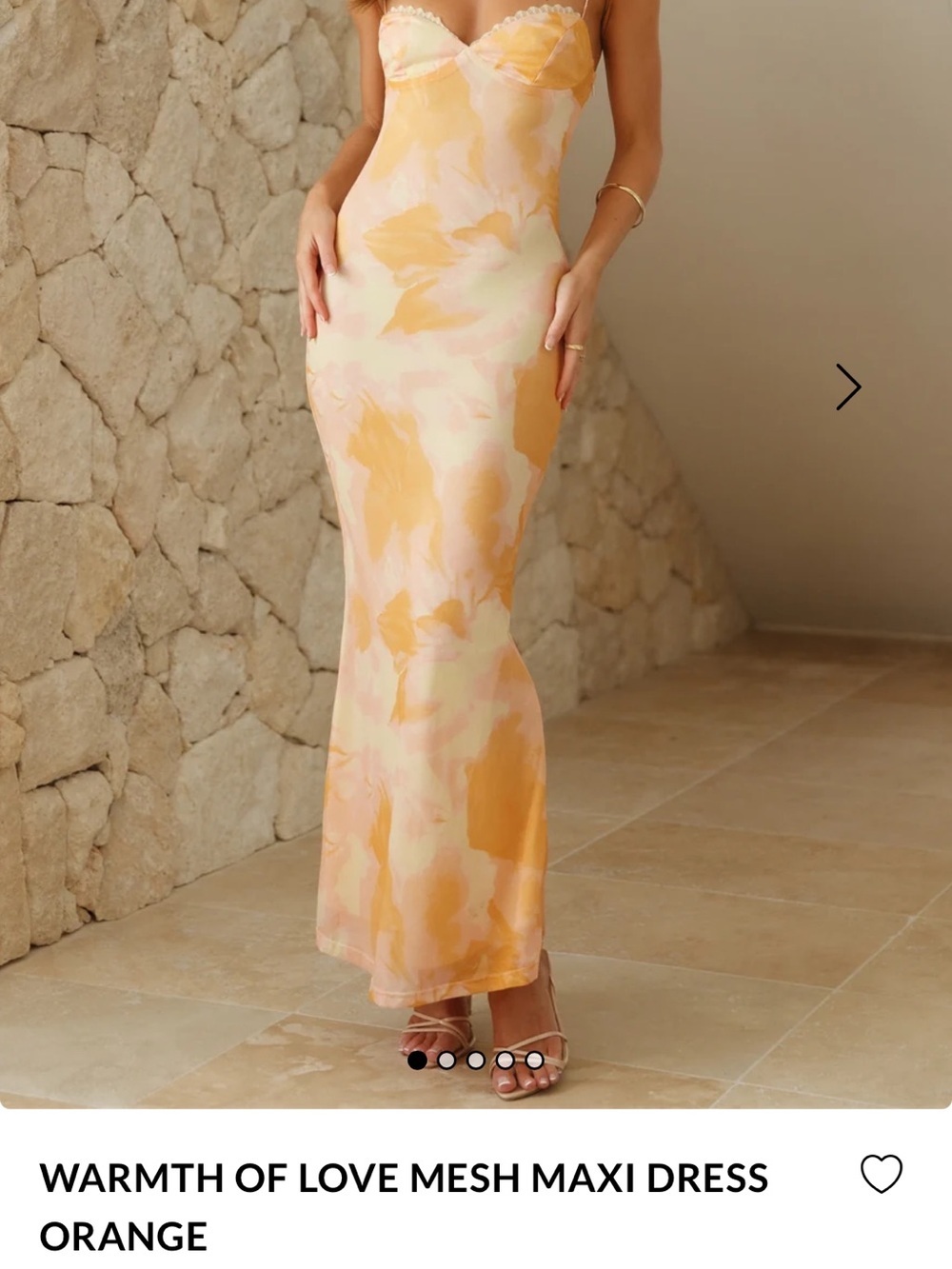 Hello Molly Warmth of Love Mesh Maxi Dress - Peach Orange & Cream